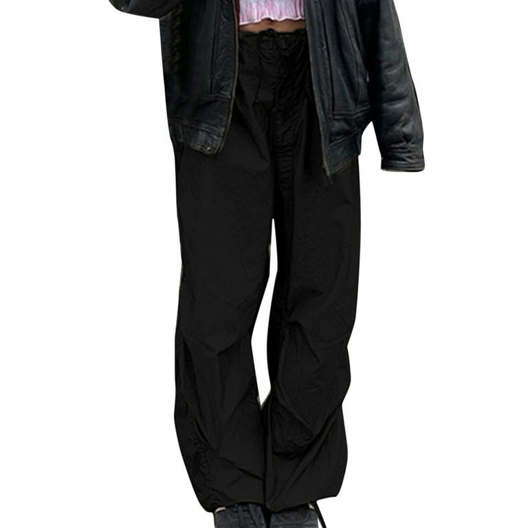 xinqinghao palazzo pants womens baggy cargo pants streetwear hop joggers  sweatpants drawstring casual loose wide leg trousers pants for women trendy 