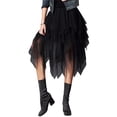 thumbnail image 3 of Women Tutu Tulle Skirt High Waist Mesh Tiered Layered Half Skirt Short Prom Party Midi Skirt (A Black,One Size), 3 of 9
