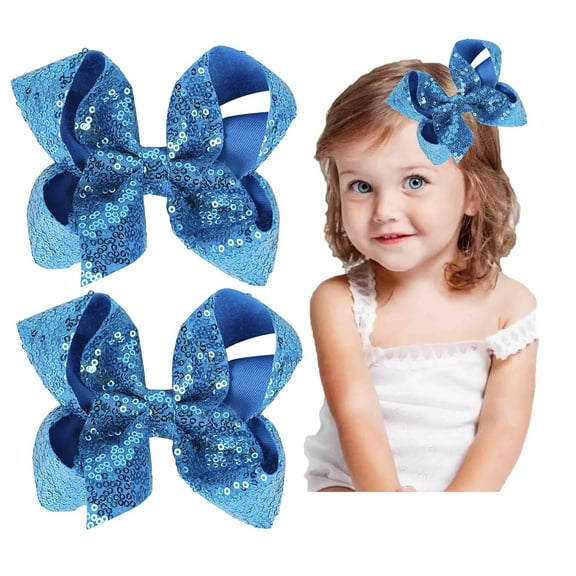 2 Pieces Christmas Hair Bows Clips for Girls 6 Inches Handmade Sequins Large Bows Alligator Hair Clips Hair Barrettes Accessories for Women Teens Girls Kids (Pink)