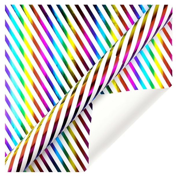 Xihbxyly Papel de Regalo Bronceado Colorido, Diseño de Rayas, Estrellas y Puntos, Embalaje para Regalos Navideños, Decoración para Fiestas, Regalos de Boda y Cumpleaños, Tamaño 70 X 50 Cm, Rollo Indi
