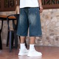 thumbnail image 4 of GINGTTO Men's Ripped Baggy Fit Below Knee Denim Shorts, 4 of 8
