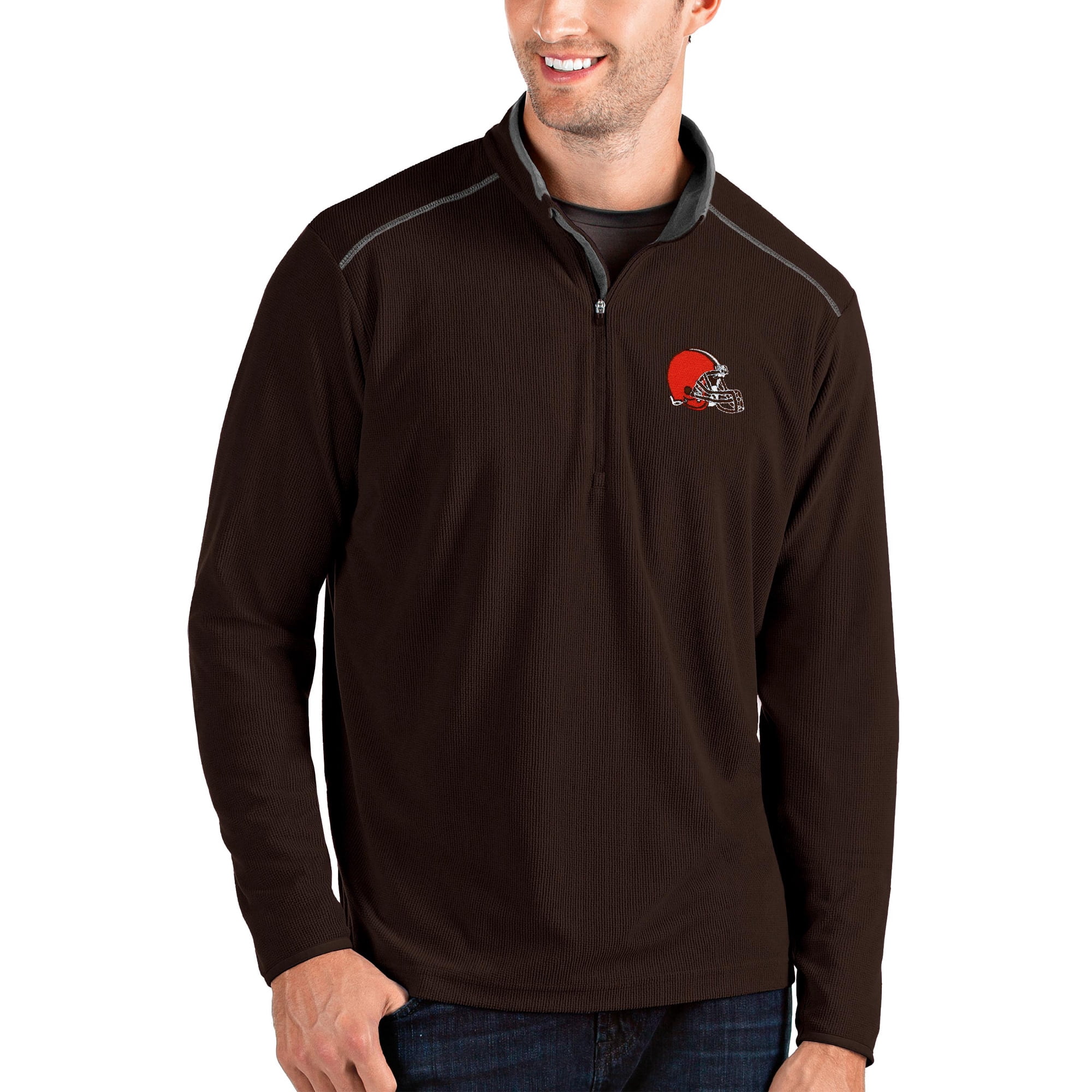 Cleveland Browns Antigua Glacier Quarter-Zip Pullover Jacket - Brown/Gray - Walmart.com 