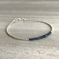 thumbnail image 2 of Blue Sapphire 3mm Rondelle Shape Faceted Cut Beads 7 inch Silver Plated Clasp Bracelet for men, women, unisex. Link Chain Stacking Bracelet.|LINK_01585, 2 of 4