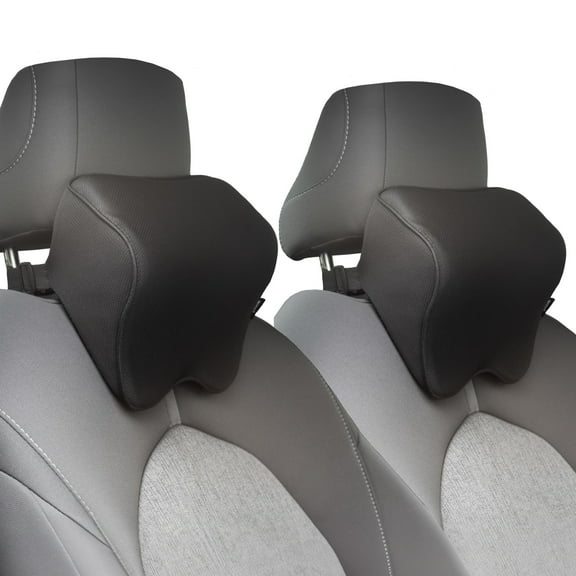 Stalwart Car Headrest Pillow 2-Pack - Memory Foam Car Neck Pillows, Black