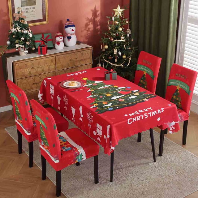 Xihbxyly Juego de Fundas para Sillas Navideñas de Papá Noel, Decoración Festiva para Mesa, Tela Resistente Al Aceite, Diseño Colorido de Papá Noel, Lavable a Máquina, Juego de 4 Piezas, Tamaño 30-60