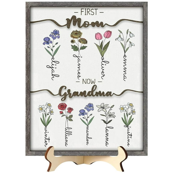 BinKFF DIY Wooden Photo Frame Decoration, Hand Print Photo Frame, Family Gifts for New Mom, New Baby, New Parents, Grandparents, Mother's Day, Father's Day, Adoption Day, Anniversary
