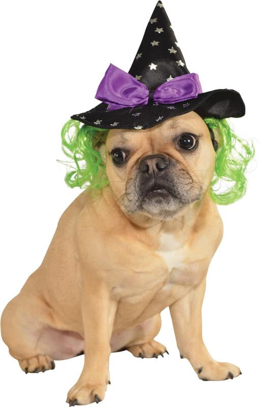 Rubies Pet Shop Boutique Pet Halloween Costume Accessory Witch Hat with Green Hair For Dog or Cat S/M