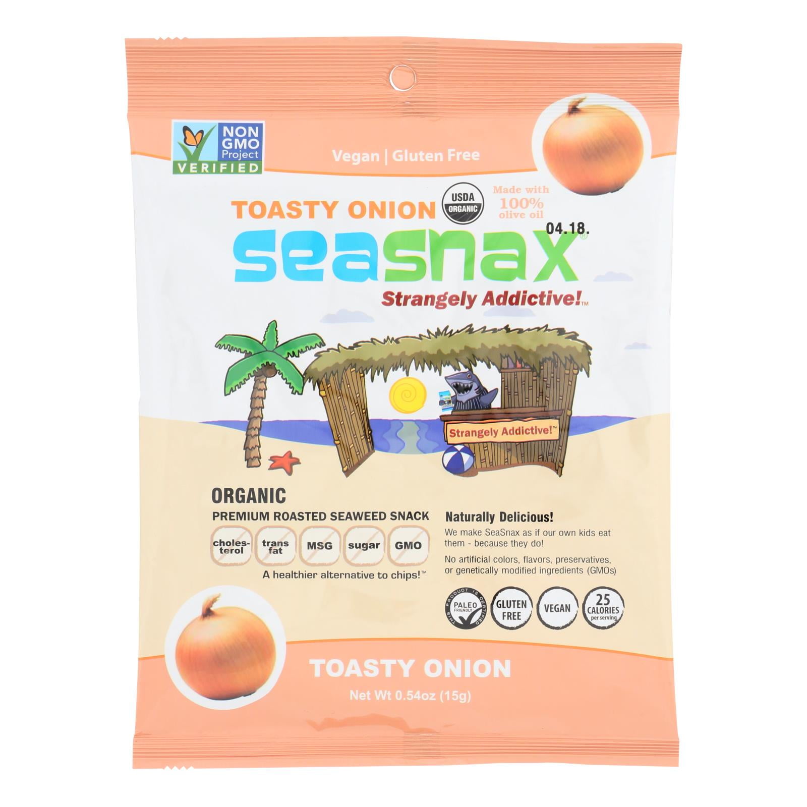 SeaSnax Organic Premium Roasted Seaweed Snack Toasty Onion 0.54 oz