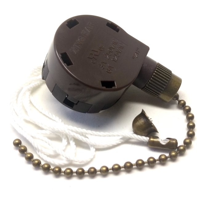 Zing Ear ZE-268S5 4 Speed 4 Way 5 Wire Rotary Speed Control Pull Chain Switch for Ceiling Fans - Antique Brass
