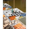thumbnail image 2 of Fsddascl Orange Pumpkins Blue Fall Outdoor Tablecloth - 60x60 Inch Square Dining Table Cover, Thanksgiving Maple Leaf Waterproof Outdoor Table Cloth with Umbrella Hole & Zipper for Picnic/Patio, 2 of 7