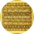 thumbnail image 1 of Ahgly Company Indoor Round Abstract Yellow Modern Area Rugs, 3' Round, 1 of 4