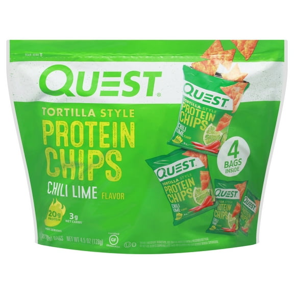 Pack of 2 Quest Tortilla-Style 20g Protein Chips Multipack - Chili Lime, 4 ct (Package May Vary)