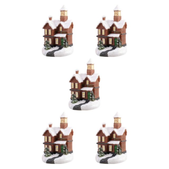 Kearding Resin Christmas Scene Snow House LED Village A Gift Desktop Set Decoration Type2 NO2
