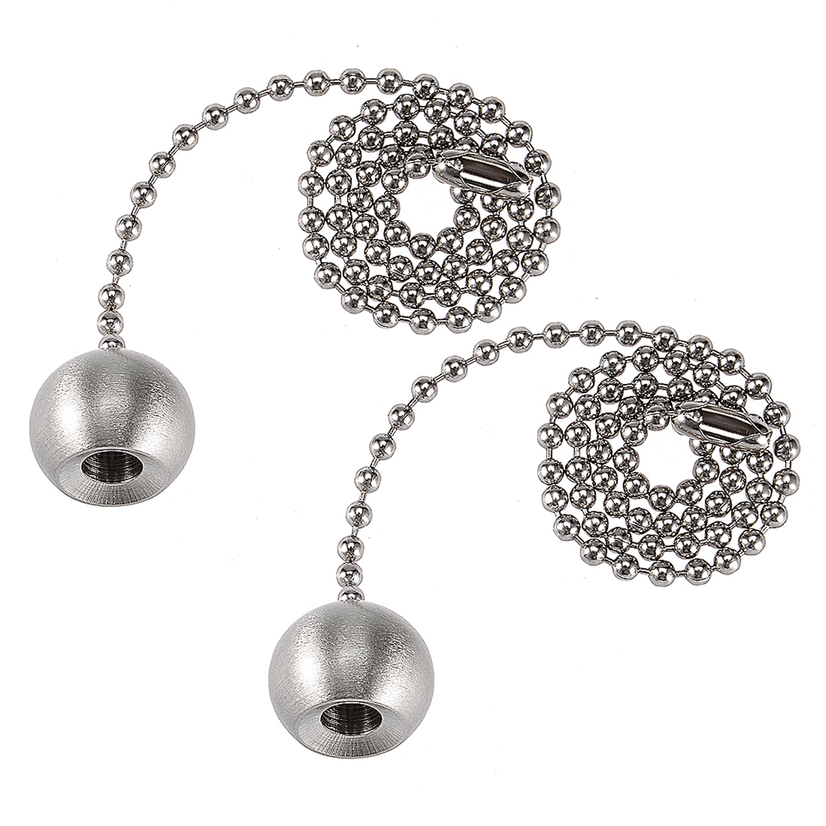 2pcs Brushed Nickel Decorative Ball Pendant w 12 inch Pull Chain for