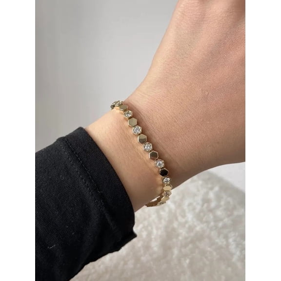 5Ct Lab-Created Round Diamond 14k Yellow Gold Plated Women's 7" Tennis Bracelet