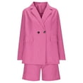 thumbnail image 3 of Lovzfmll Women's 2-Piece Set, Button-Down Suit Shirt & Shorts, Long Sleeve Work Officewear Matching Set, 3 of 9