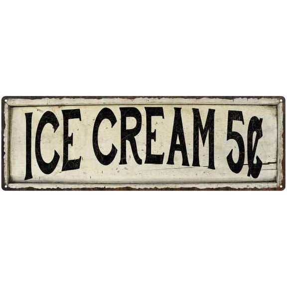 ICE CREAM 5? Farmhouse Style Wood Look Sign Gift 6x18 Metal Decor 206180028205