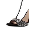 thumbnail image 3 of XYD Women Elegant T-Bar Sandals Open Toe Crystal Studs Ankle Strap Chunky Block High Heels Pumps Dressy Shoes Size 7 Black, 3 of 4