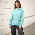 thumbnail image 4 of Stichou Womens Bow Graphic Hoodie Cute Bow Sweater Oversized Long Sleeve Fleece Sweatshirt Drop Shoulder Pullover Tops with Pocket Blue 2XL, 4 of 7