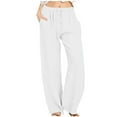 thumbnail image 1 of VEKDONE Womens Linen Long Pants White XL, 1 of 7