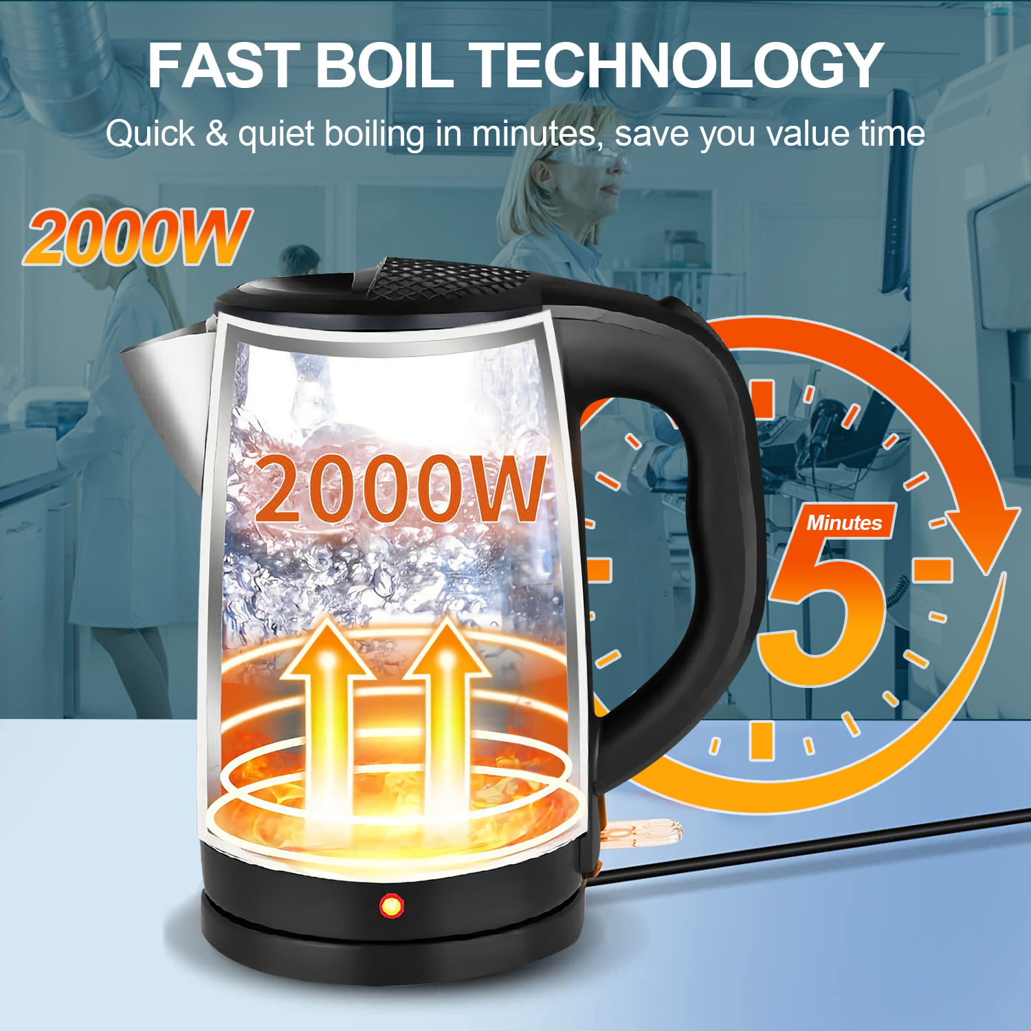 220V 2000ML Glass Electric Kettle Water Fast Boiling Pot Multi Cooker  Household Heating Kettle Pot