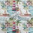 thumbnail image 1 of oneOone Cotton Poplin Teal Green Fabric Ocean Lighthouse Craft Projects Decor Fabric Printed By The Yard 42 Inch Wide, 1 of 6