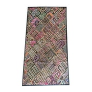 Mogul Indian Vintage Tapestry Embroidered Patchwork Kutch Banjara Mirror Work Ethnic Home Décor Wall Hanging