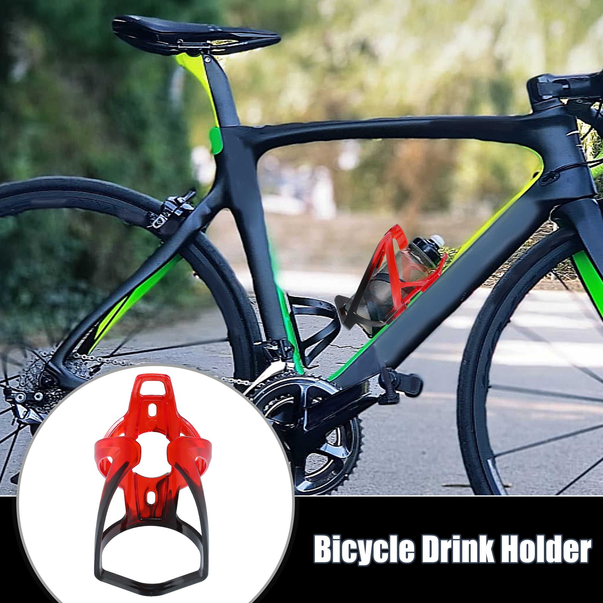 Unique Bargains Durable Bike Water Bottle Cage Holder with Screws and Wrench Red