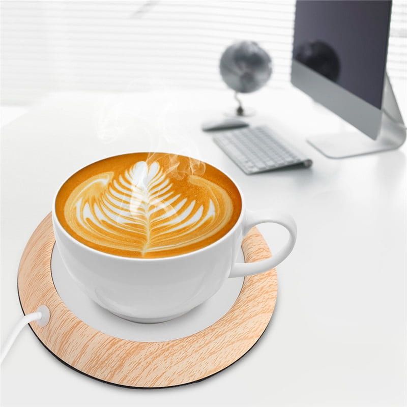 USB Cup Warmer Mug Mat Office Tea Coffee Heater Pad for Home Office Bright Wood Grain