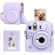 Caiyoule Mini 13 Protective Case Compatible with Fujifilm Instax Mini 13 Instant Camera, PU Leather Camera Case with 64 Pockets Mini Photo Album and Adjustable Shoulder Strap (No Camera) - Purple