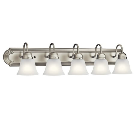 

Kichler 36 5 Light Brushed Nickel Vanity Light with Satin Etched Glass Shades