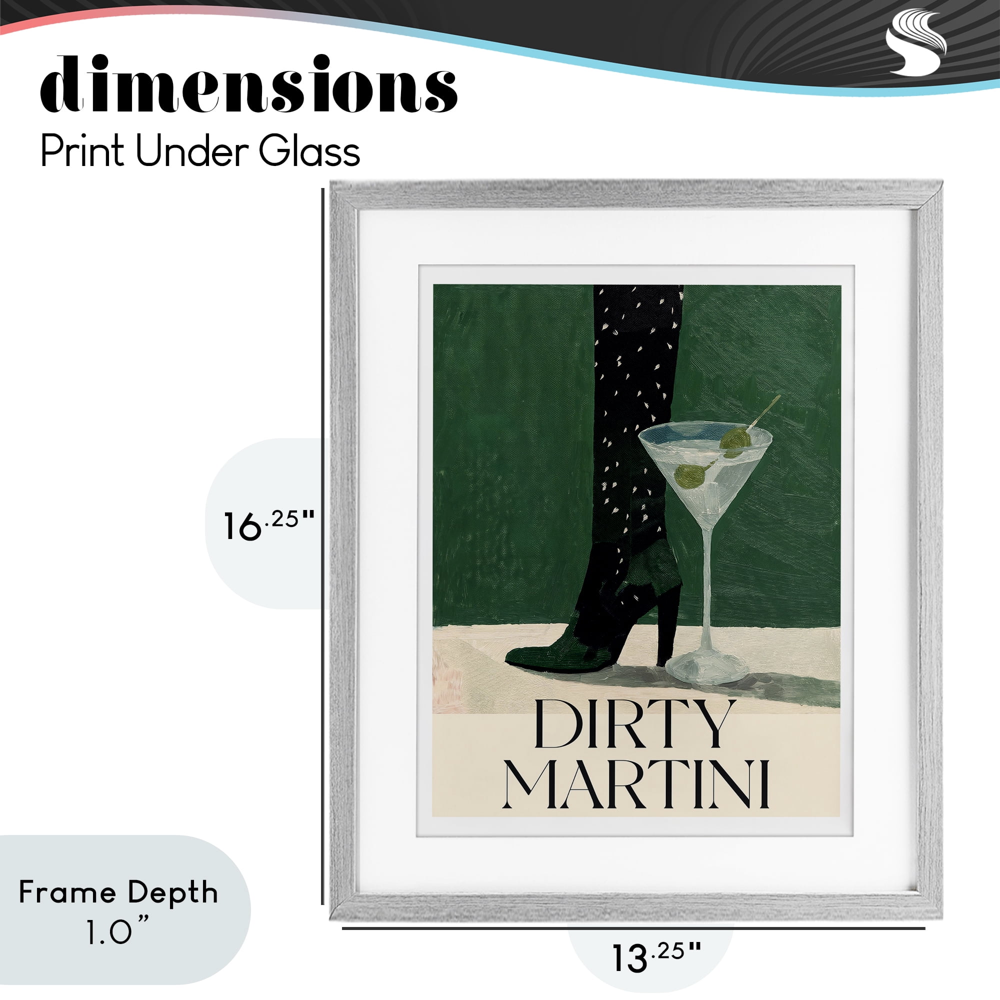 Stupell Industries Dirty Martini Stylish Heel Gray Framed Print Under Glass, design by Lettered and Lined