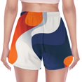 thumbnail image 3 of FORMRS Womens Swim Shorts Mesh Liner Quick Dry Casual Beach Board Bottom with Pockets, Sizes S-2XL, Blue Abstract Wavy, 3 of 9