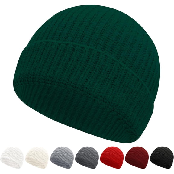 Minzimin Fisherman Beanies for Men Women Short Cuff Knit Beanie Winter Warm Hats Cap