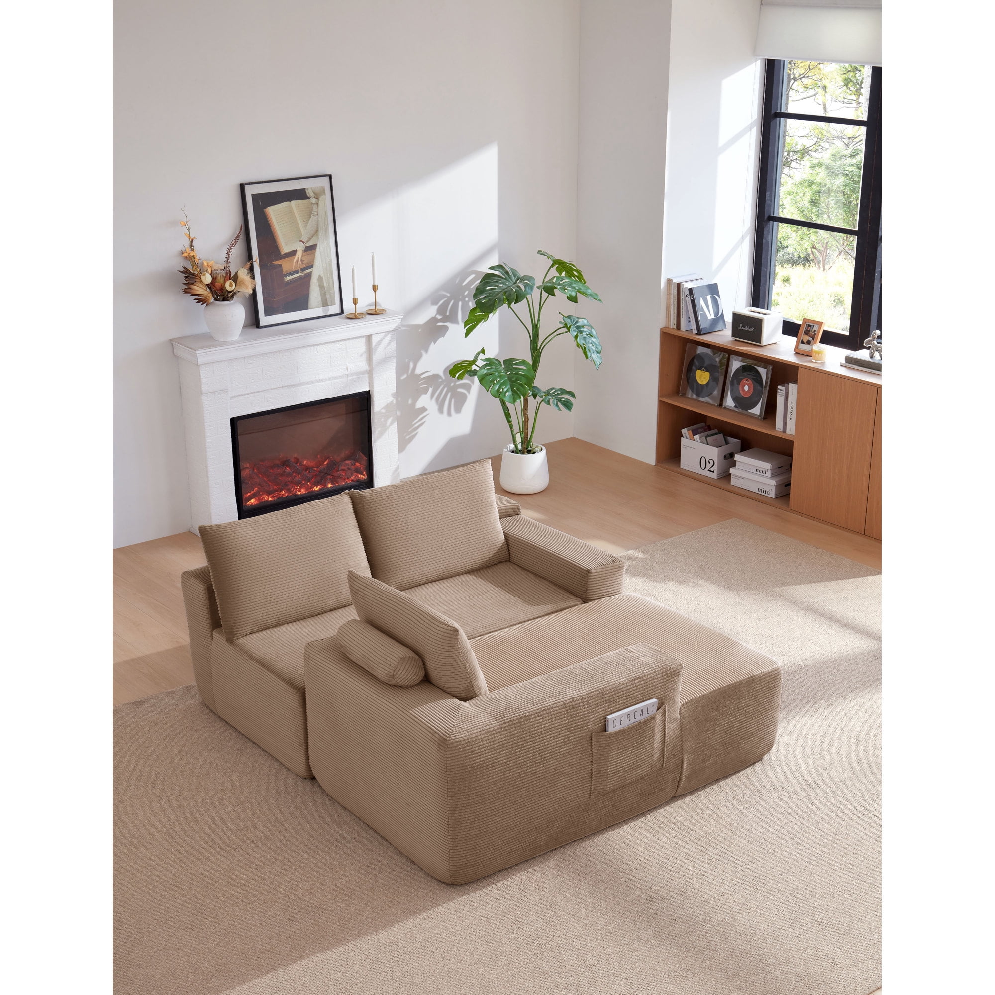 Leumius Cloud Sectional Couch with L-Shape Chaise,Modern Upholstered Boneless Couch with Deep Seat for Living Room Bedroom, No Assembly Required,Camel(Left Facing Chaise)