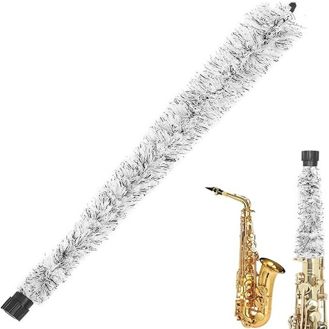 Saxophone Cleaning Swab Brush 21in Rubber Tip Non Slip Handle Dense Bristles Strong Absorbent Soft Rope Instrument Safe for Saxophone Wind Instrument Maintenance Cleaning Accessory