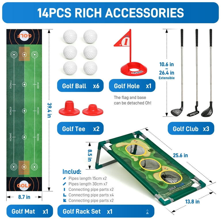 ［未開封］TOYS CLUBトイズクラブ　3台セット TOPFOX Kids Golf Clubs Toy Set, 6 LED Golf Balls, 3 Custom Clubs