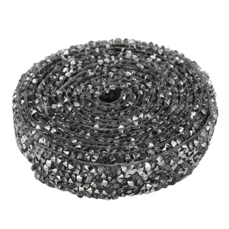 

5 yard Rhinestone Crystal Mesh Chain Banding Iron on Applique Wedding Dress Shoes Trim (Gray)