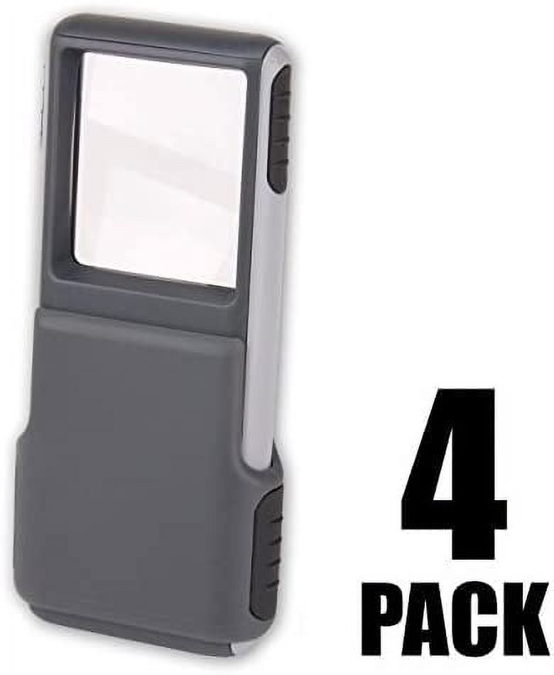 Carson MiniBrite 3x Compact Magnifier with Light & Protective Cover, Slides To Turn On Automatically - Magnifying Glass 4 Pack (PO-25MU)