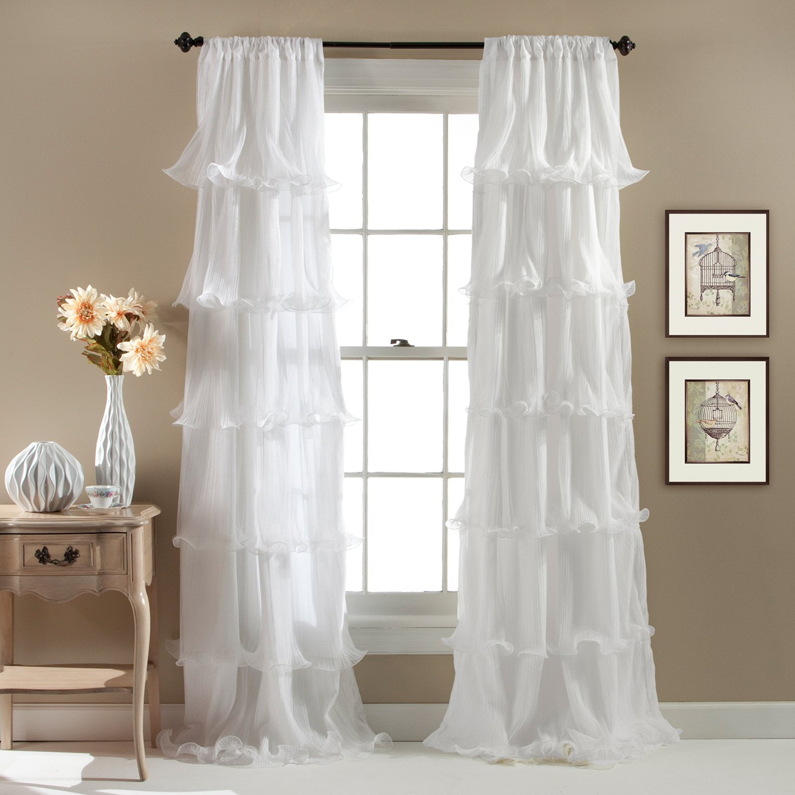 SHORT MULTILAYERS VOILE SHEER FABRIC WINDOW CURTAIN RUFFLE PANEL 1PC GYPSY NEW 