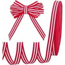 50yards Red White Striped Ribbon 0.59inch Polyester Grosgrain Ribbon Fabric Ribbons Patriotic Ribbons