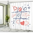 thumbnail image 5 of Ambesonne XOXO Shower Curtain, Hearts Lips and I Love You, 69"Wx75"L, Peach Ceil Blue, 5 of 5