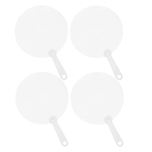 TABLZONE 4-Pack Blank White PVC Hand Fans for Stage Performance, Crafting, and Custom Decoration