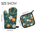 thumbnail image 2 of Yayeee Oven Mitts and Pot Holder Set of 4 Heat Resistant Kitchen Gloves Baking Hot Pad, Floral Orange Pattern, 2 of 5