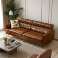 thumbnail image 2 of NessCarsti Mid Century Modern 3 Seater Brown Leather Sofa, 86.61 Inches， Modular Faux Leather Couch, Sectional Sofa Loveseat for Living Room, 2 of 7