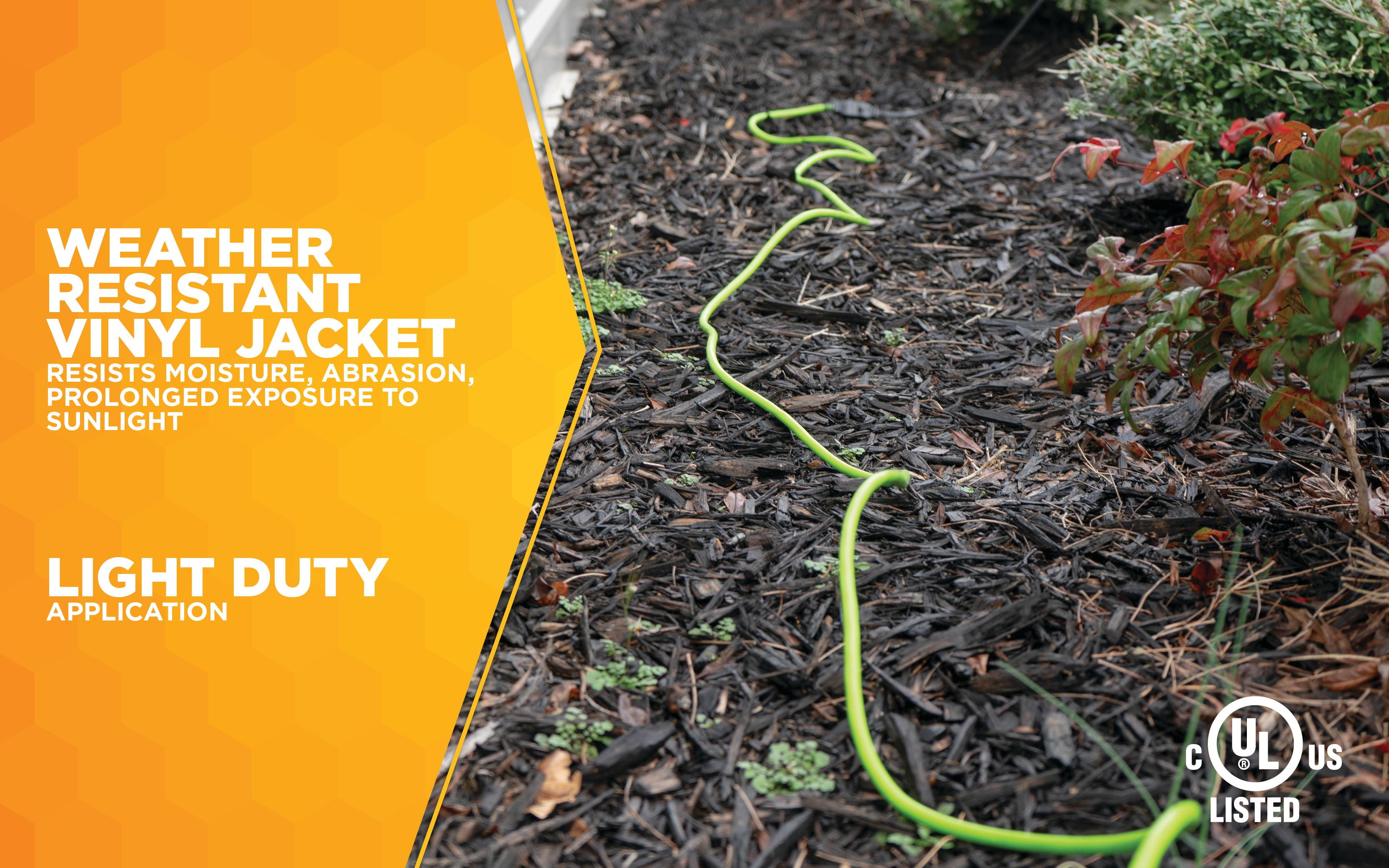 Yard Master Outdoor Garden Extension Cord, Lime Green, 120-Foot