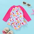 thumbnail image 3 of Happy Town Newborn Baby Girls Swimsuit Summer One-Piece Long Sleeve Beach Bathing Suit, 3 of 7