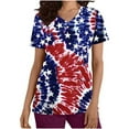 thumbnail image 2 of Lilgiuy Women's Comfortable Tops Short Sleeve V-Neck Tees Working Uniform Independence Day Printing With Pocket Blouse, 2 of 4