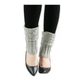 thumbnail image 2 of INSPIRE CHIC Women's Ruffled Cuff Over Knee Length Ribbed Knitted Leg Warmers Light Gray-Printed, 2 of 6