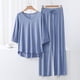 thumbnail image 2 of Conjunto de pijama de manga 3/4 para mujer: top con cuello en V y pantalones con cintura elástica, tejido de poliéster, ropa informal para estar por casa - Tallas L/XL, 2 of 3